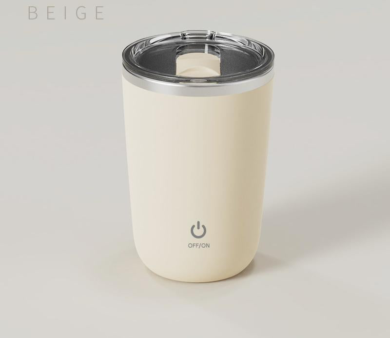 Mini Portable Electric Self-Stirring Mug - USB-C Rechargeable, 4-Hour Use, Stainless Steel Beige