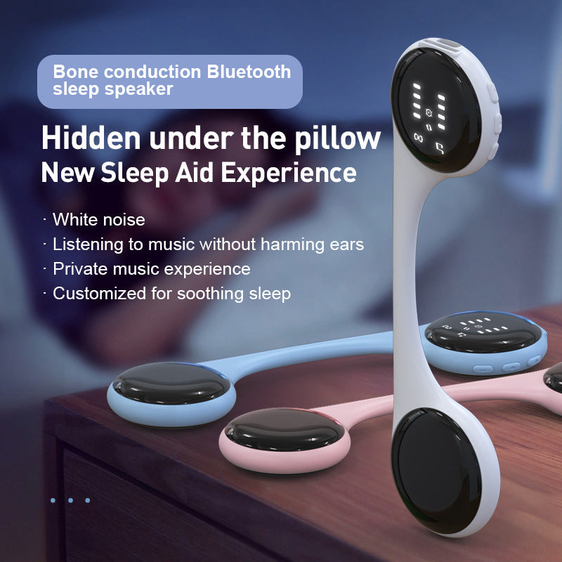 Under-Pillow Bone Conduction Sleep Speaker - Bluetooth 5.4, White Noise, TF Card, LED Display & Timer Yellow-green