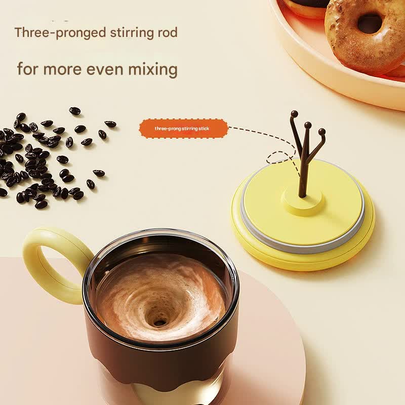 Automatic Self-Stirring Coffee Mug - 400ml, 5000RPM, USB-C Rechargeable with Trident Stirring Rod pink