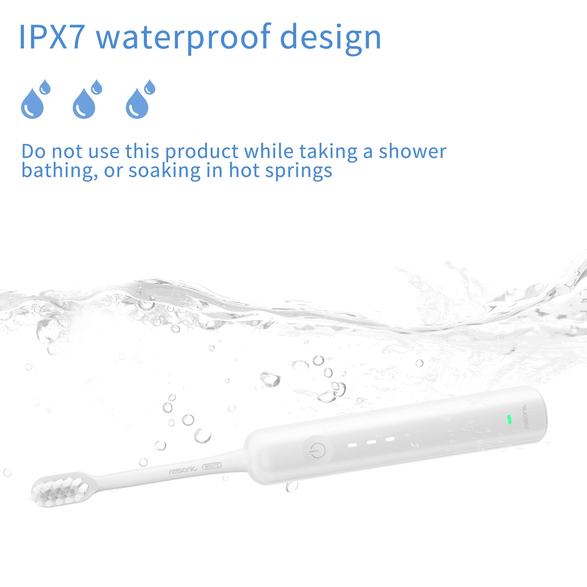 Electric Toothbrush with Ultra-Soft Gum Guard Brush Heads - IPX7 Waterproof, Ergonomic Design white
