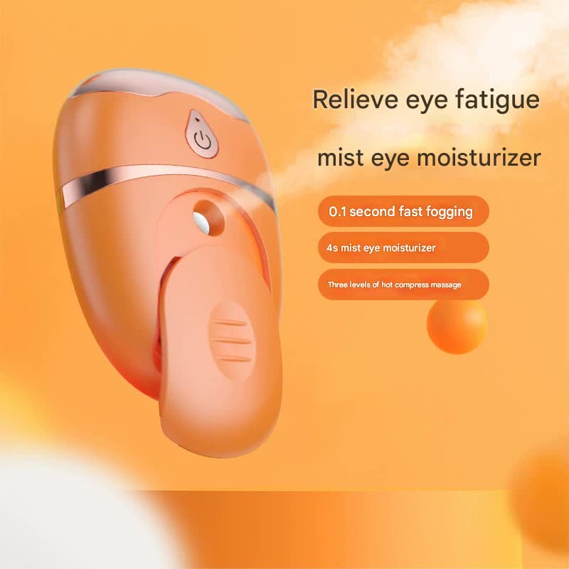 Portable Nano Mist Eye Massager & Humidifier - USB-C, Hot Compress, Wrinkle Reduction & Deep Hydration orange