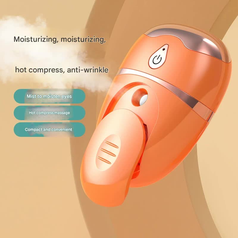 Portable Nano Mist Eye Massager & Humidifier - USB-C, Hot Compress, Wrinkle Reduction & Deep Hydration White