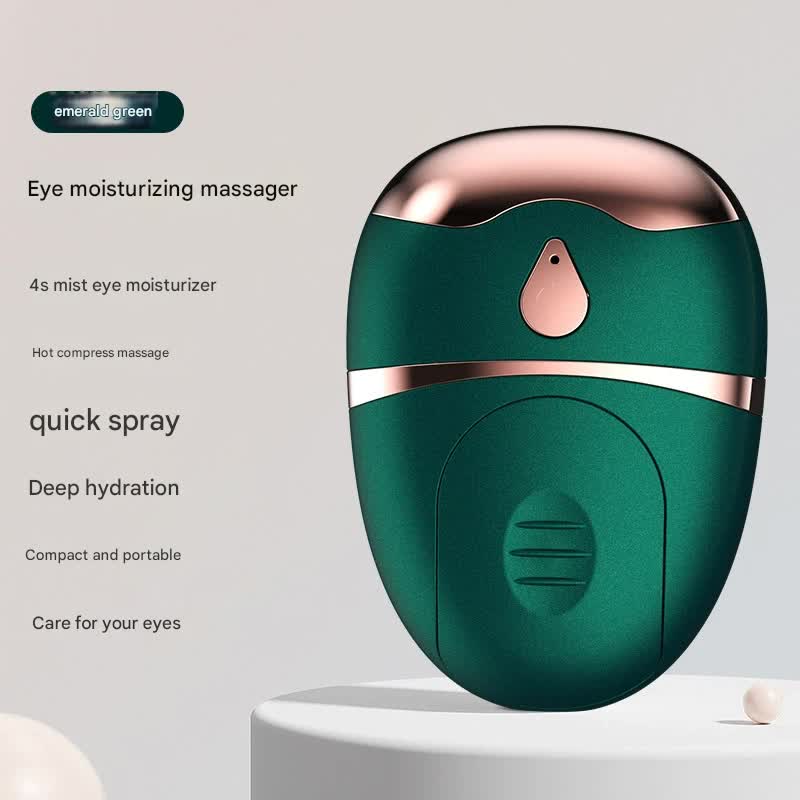 Portable Nano Mist Eye Massager & Humidifier - USB-C, Hot Compress, Wrinkle Reduction & Deep Hydration Dark green