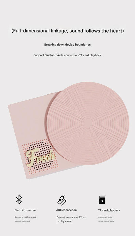 Retro Phonograph Bluetooth Speaker - Rotating Disc, Bluetooth 5.3, AUX/TF Card, 8H Playtime Pink Green
