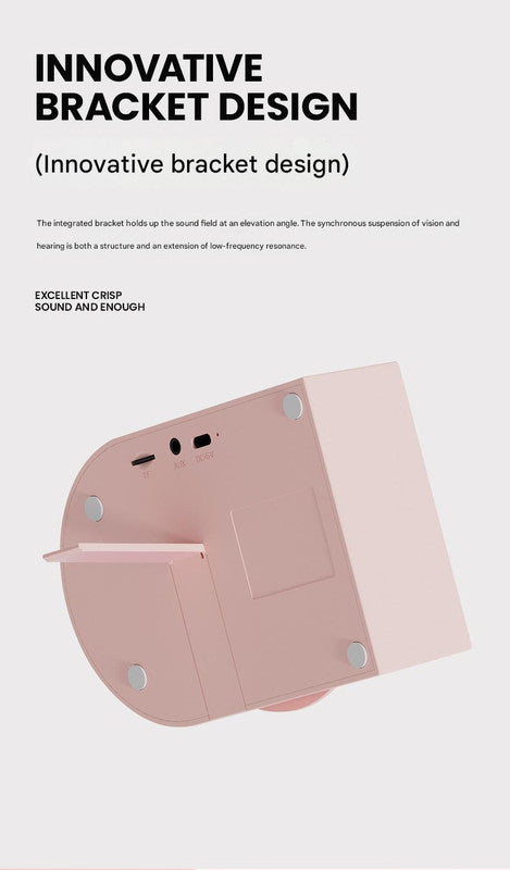 Retro Phonograph Bluetooth Speaker - Rotating Disc, Bluetooth 5.3, AUX/TF Card, 8H Playtime Pink