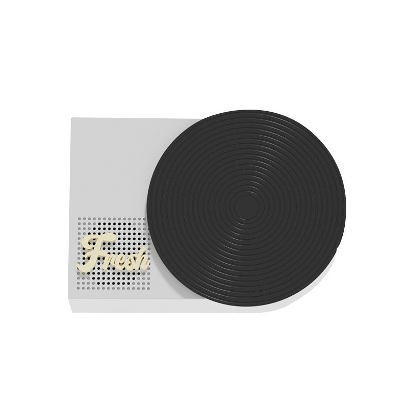 Retro Phonograph Bluetooth Speaker - Rotating Disc, Bluetooth 5.3, AUX/TF Card, 8H Playtime Black and white