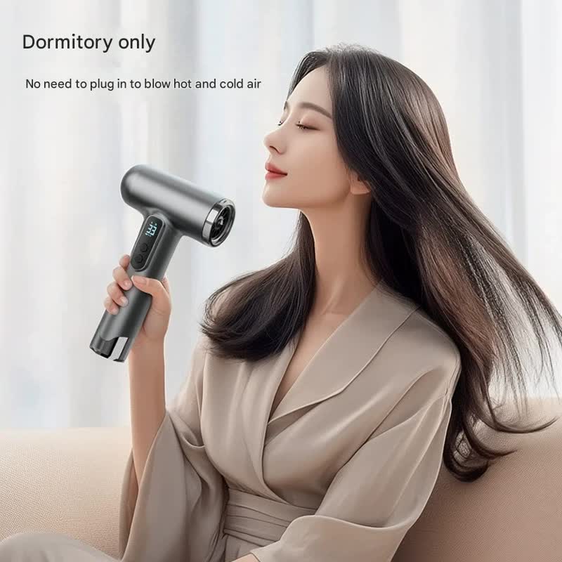 Cordless Rechargeable Hair Dryer - 120,000 RPM High-Speed Motor, 15600mAh Battery, Hot & Cold Air grey