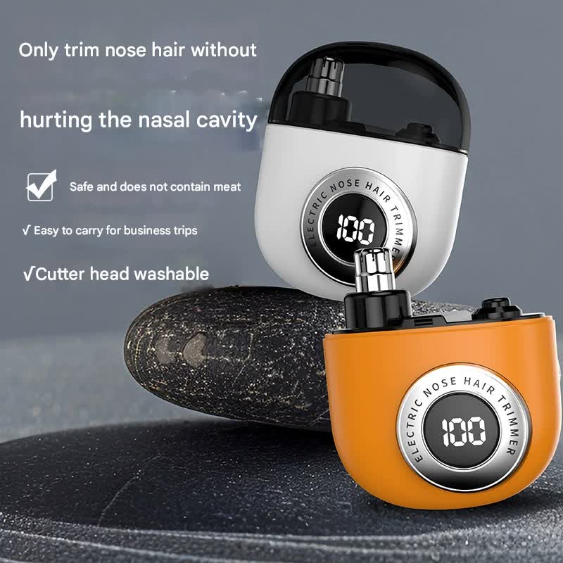 Mini Electric Nose Hair Trimmer - USB-C Rechargeable, LED Display, Washable Head, Painless Grooming black