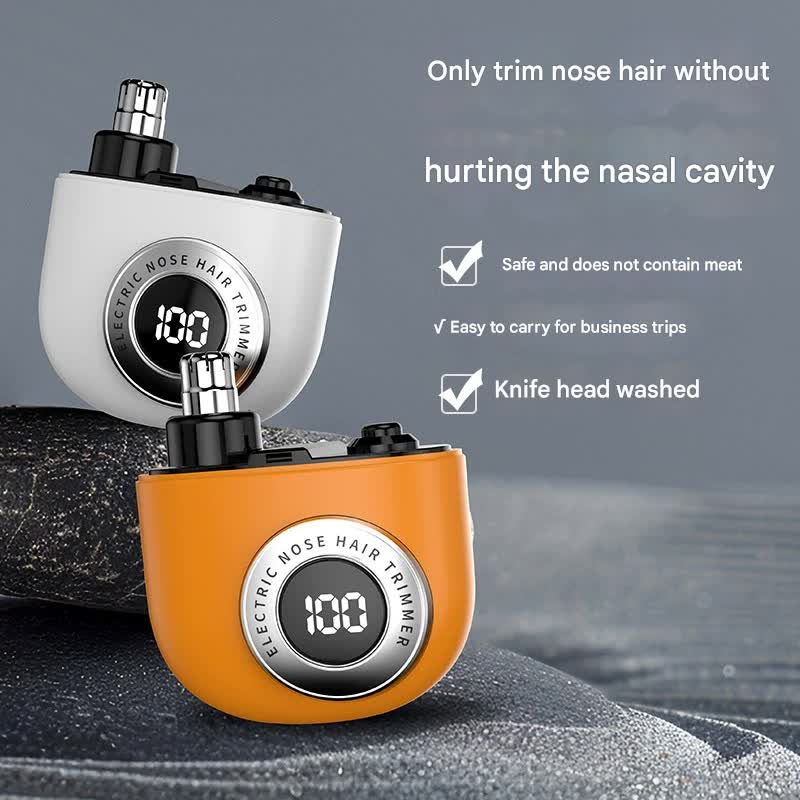 Mini Electric Nose Hair Trimmer - USB-C Rechargeable, LED Display, Washable Head, Painless Grooming black