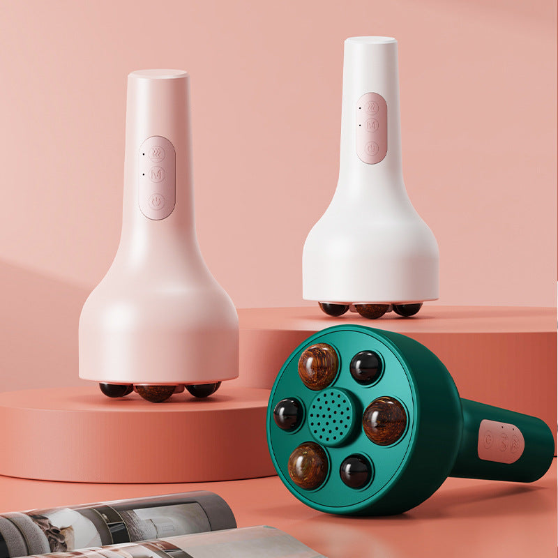 Rechargeable Smokeless Moxibustion & Massage Device with Hot Compress & Red Light Therapy white