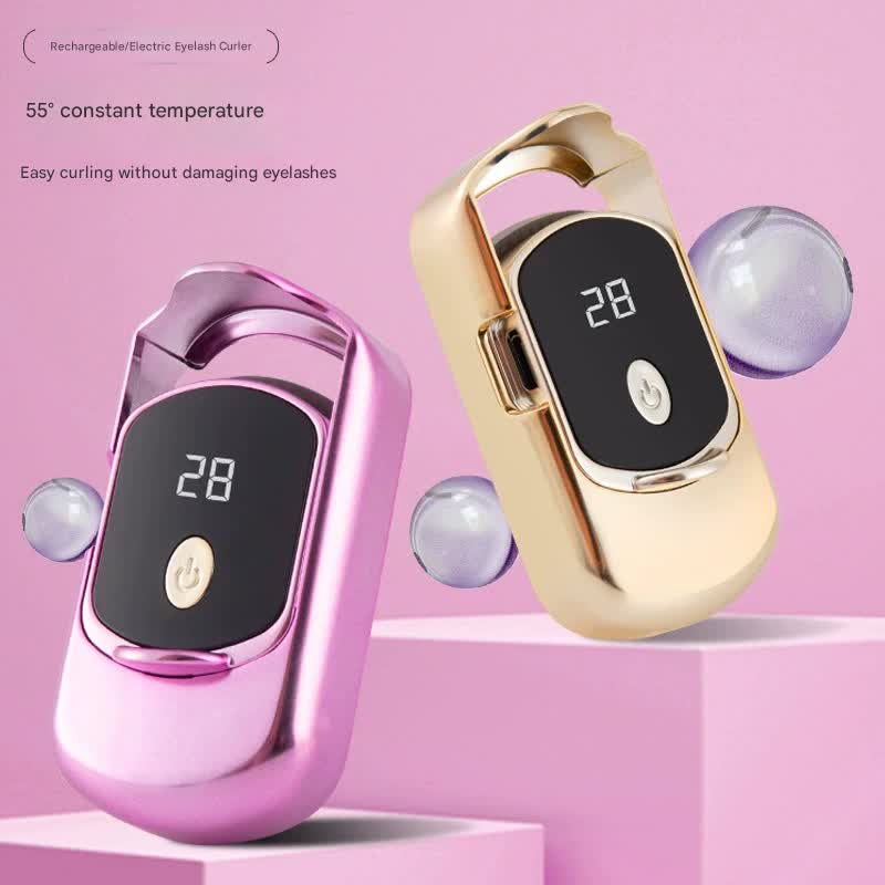 Rechargeable Electric Heated Eyelash Curler - 55C Constant Temperature, LED Display, Gentle Curling Rose Gold