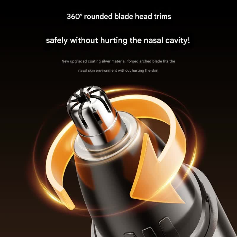Electric Nose & Ear Hair Trimmer - USB-C Rechargeable, LED Display, Washable 360deg Head, Low Noise blue