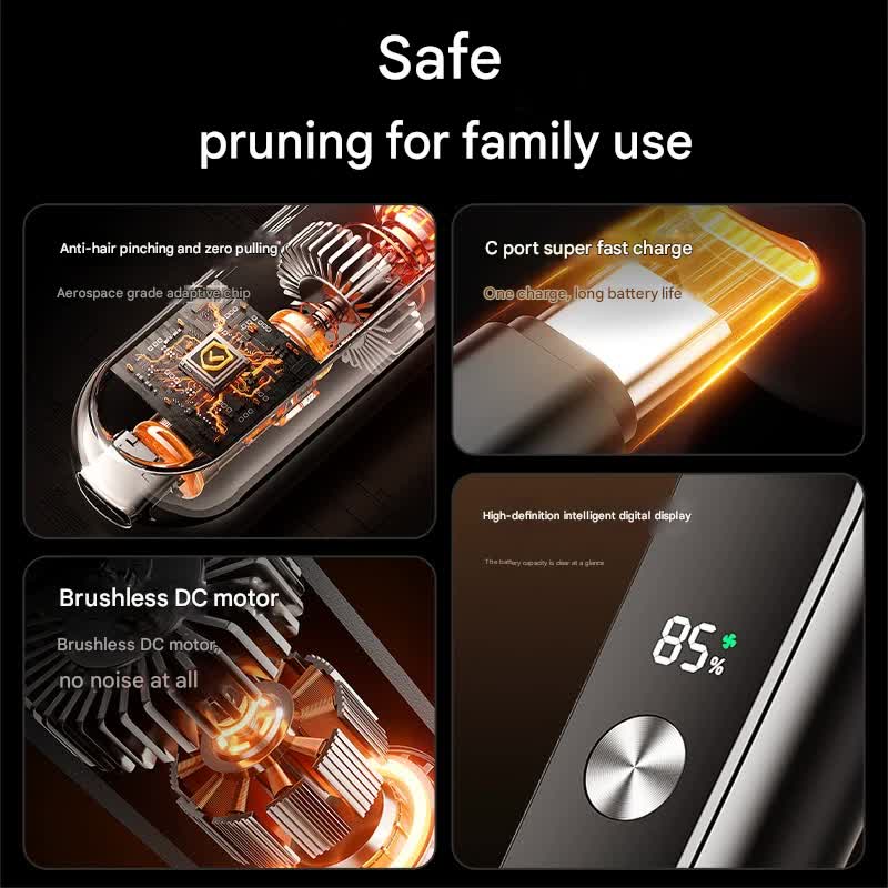 Electric Nose & Ear Hair Trimmer - USB-C Rechargeable, LED Display, Washable 360deg Head, Low Noise blue