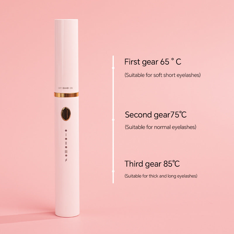 Rechargeable Heated Eyelash Curler Wand - 3 Temperature Gears, Type-C Charging, All-Day Curl Black