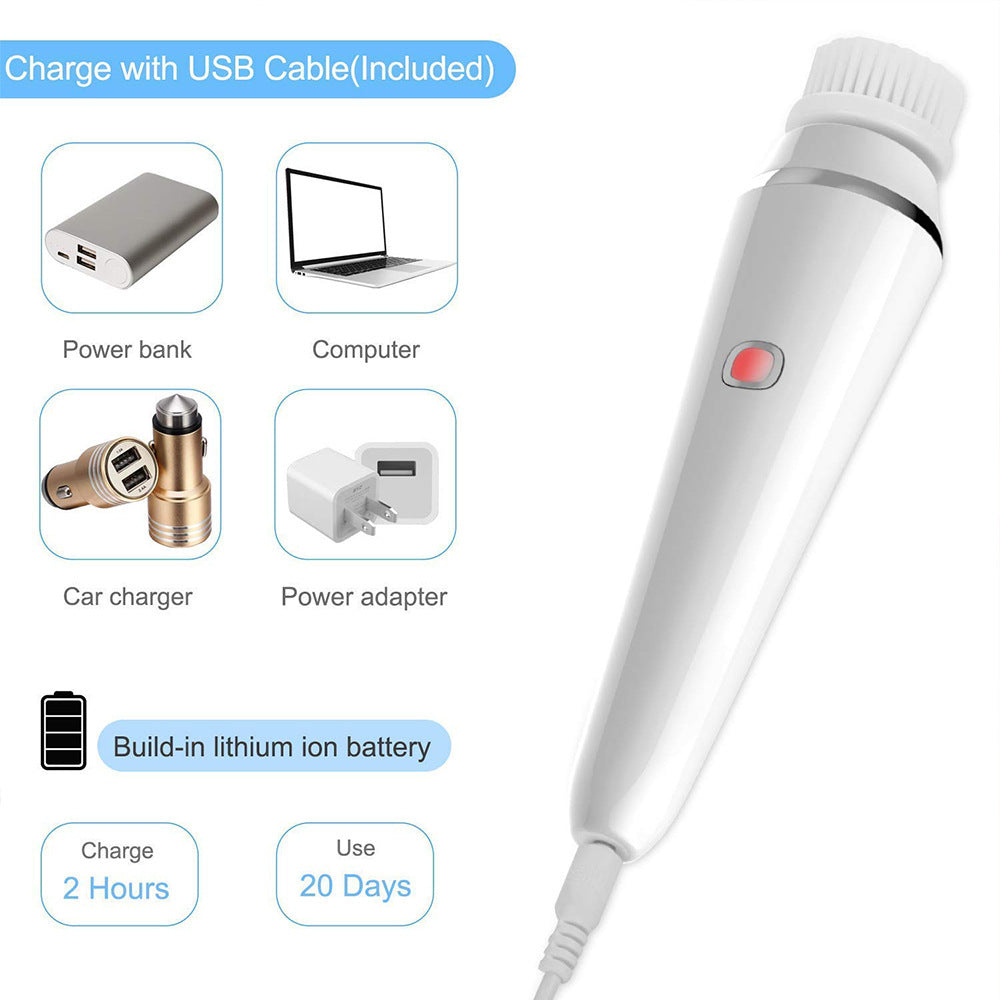 4-in-1 Electric Facial Cleansing Brush & Massager - IPX6 Waterproof, 3 Speeds, Bi-Directional Spin, USB Rechargeable Light green