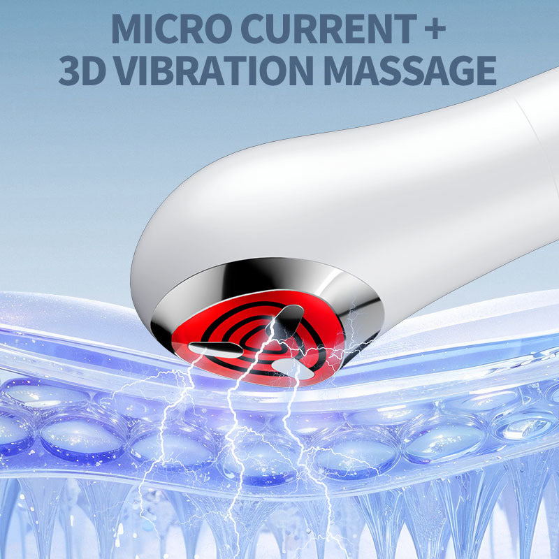 7-in-1 LED Facial Treatment Device - Microcurrent, 3D Vibration Massage for Neck, Face & Eyes White