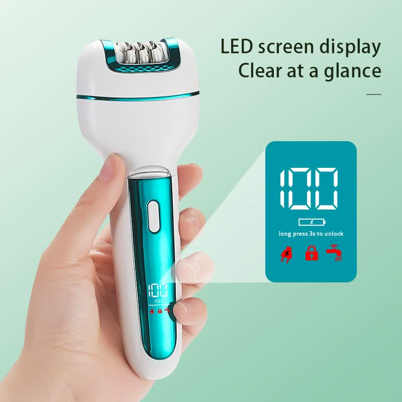 3-in-1 Ladies Electric Epilator, Shaver & Callus Remover with LED Display - Rechargeable & Waterproof Pink