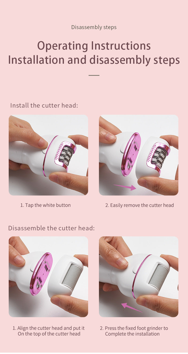 3-in-1 Ladies Electric Epilator, Shaver & Callus Remover with LED Display - Rechargeable & Waterproof Pink
