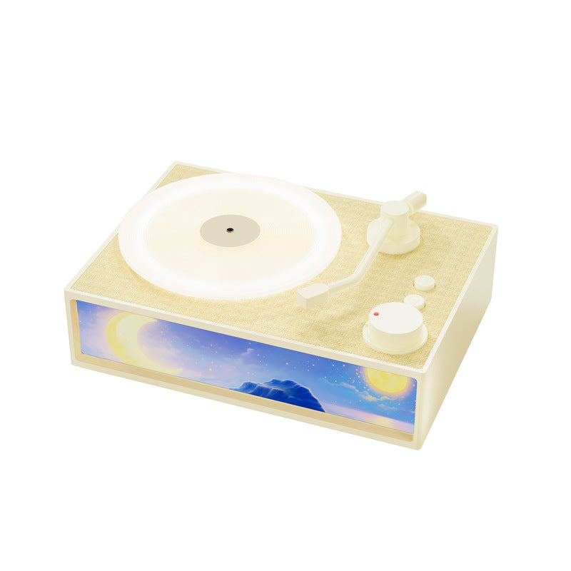 Retro Vinyl Record Player Bluetooth Speaker with Illuminated Art Panel & Aroma Diffuser Yellow