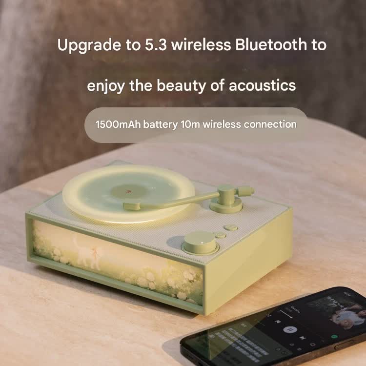 Retro Vinyl Record Player Bluetooth Speaker with Illuminated Art Panel & Aroma Diffuser Yellow