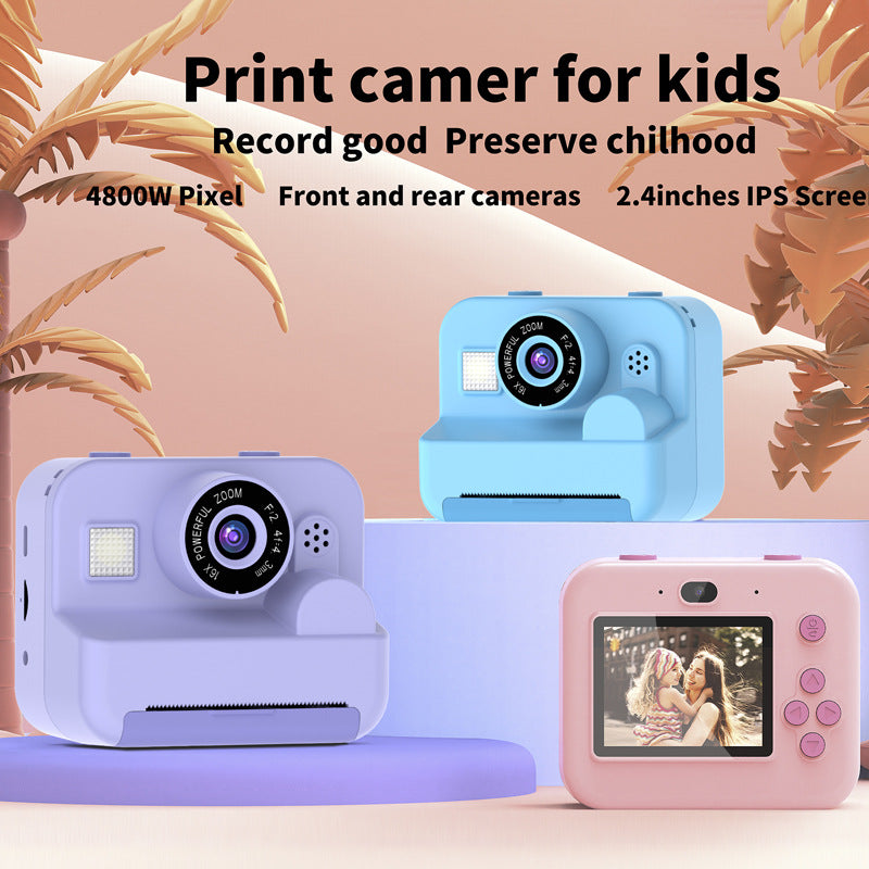 Instant Print Camera - 48MP Dual Lens, 2.4" IPS Screen, Thermal Printing blue