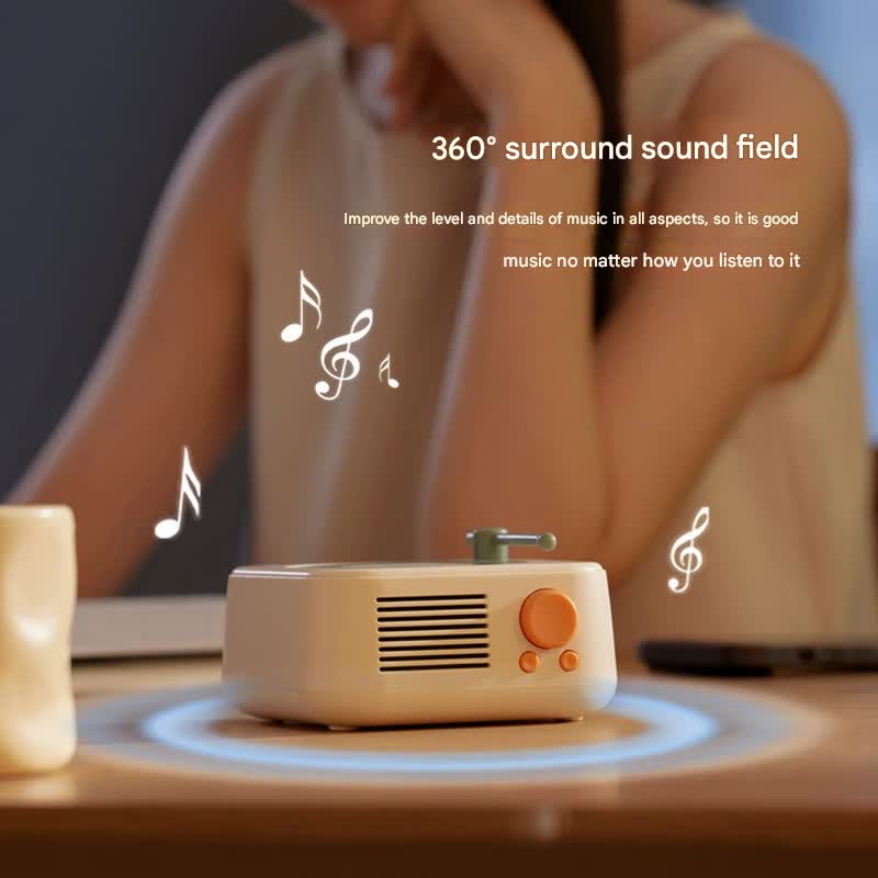 Retro Turntable Bluetooth 5.3 Speaker - 360 Surround Sound, FM Radio & TF Card Player Dark green