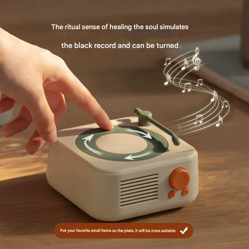 Retro Turntable Bluetooth 5.3 Speaker - 360 Surround Sound, FM Radio & TF Card Player Dark green