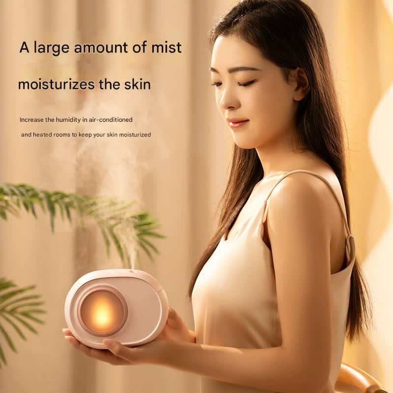 Compact Dual-Nozzle Humidifier with Ambient Light - USB-C Rechargeable, Two Mist Modes Pink