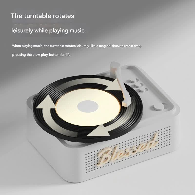 Retro Vinyl Bluetooth Speaker with Ambient Night Light - TF Card & AUX Support pink