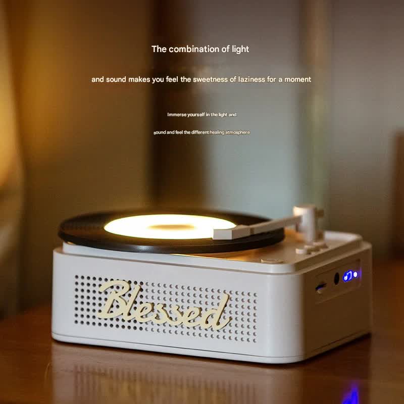Retro Vinyl Bluetooth Speaker with Ambient Night Light - TF Card & AUX Support pink