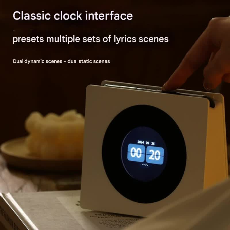 Smart Lyric Display Bluetooth Speaker & Clock with White Noise & Dynamic Scenes Black