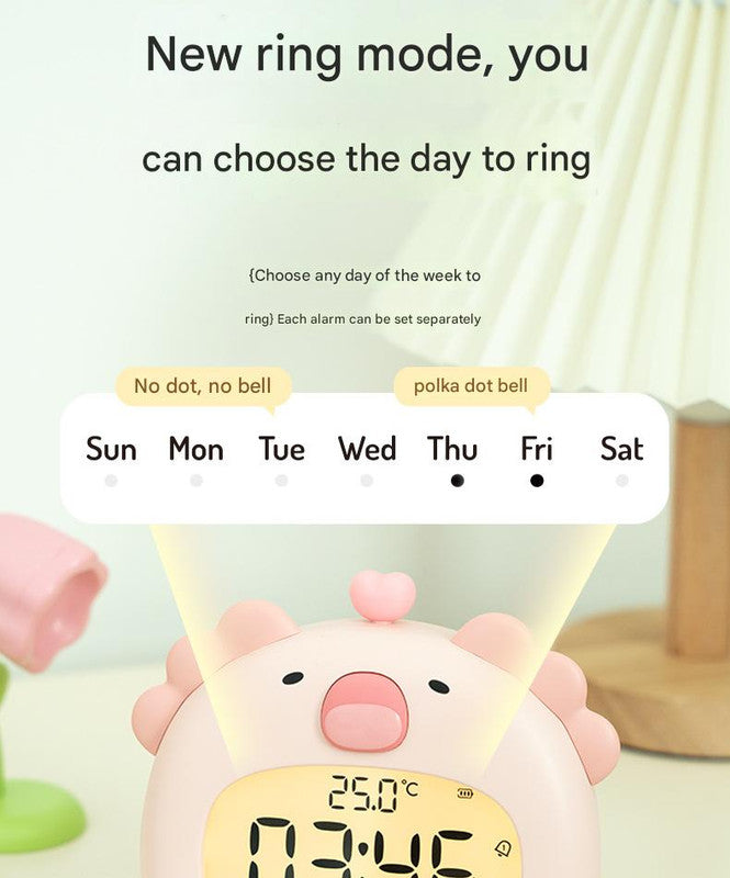Cute Animal Digital Alarm Clock with Night Light, Temperature & Countdown Timer Brown Capybara