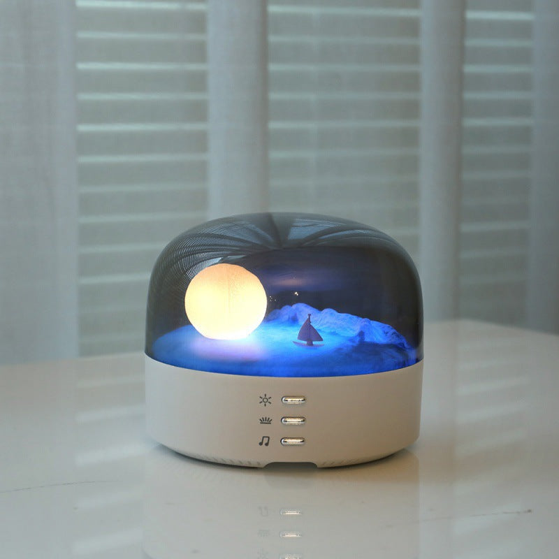 Moon Landscape Bluetooth Speaker & Night Light - Adjustable Brightness & Tones, 1200mAh Battery white