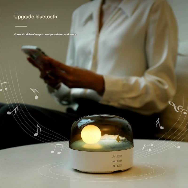 Moon Landscape Bluetooth Speaker & Night Light - Adjustable Brightness & Tones, 1200mAh Battery white