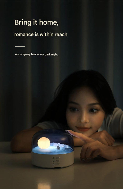 Moon Landscape Bluetooth Speaker & Night Light - Adjustable Brightness & Tones, 1200mAh Battery white