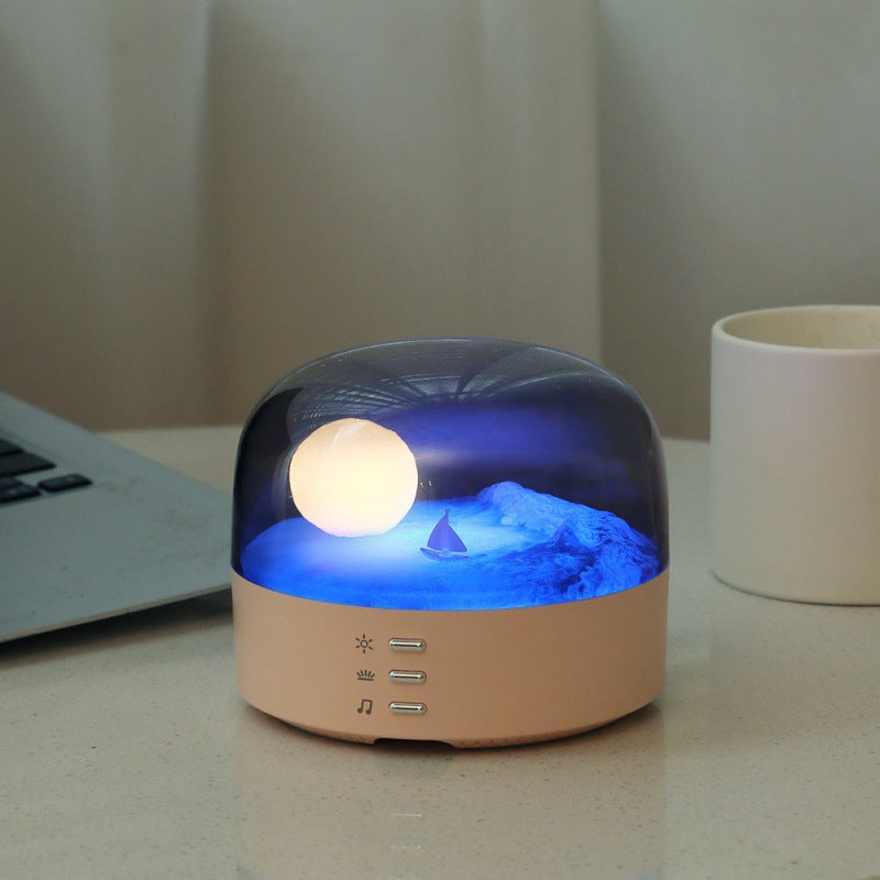 Moon Landscape Bluetooth Speaker & Night Light - Adjustable Brightness & Tones, 1200mAh Battery pink
