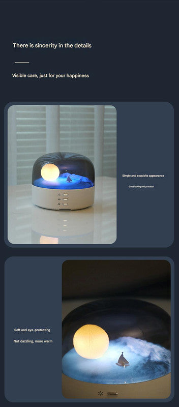 Moon Landscape Bluetooth Speaker & Night Light - Adjustable Brightness & Tones, 1200mAh Battery pink