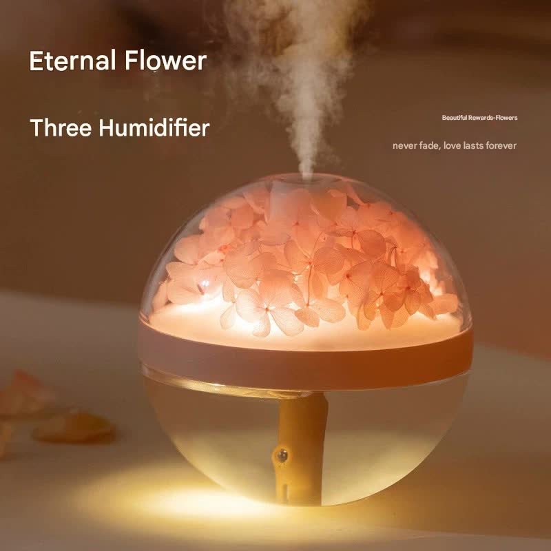 Eternal Flower Wireless Humidifier & Night Light - 270ml, 800mAh Rechargeable, Quiet Operation pink