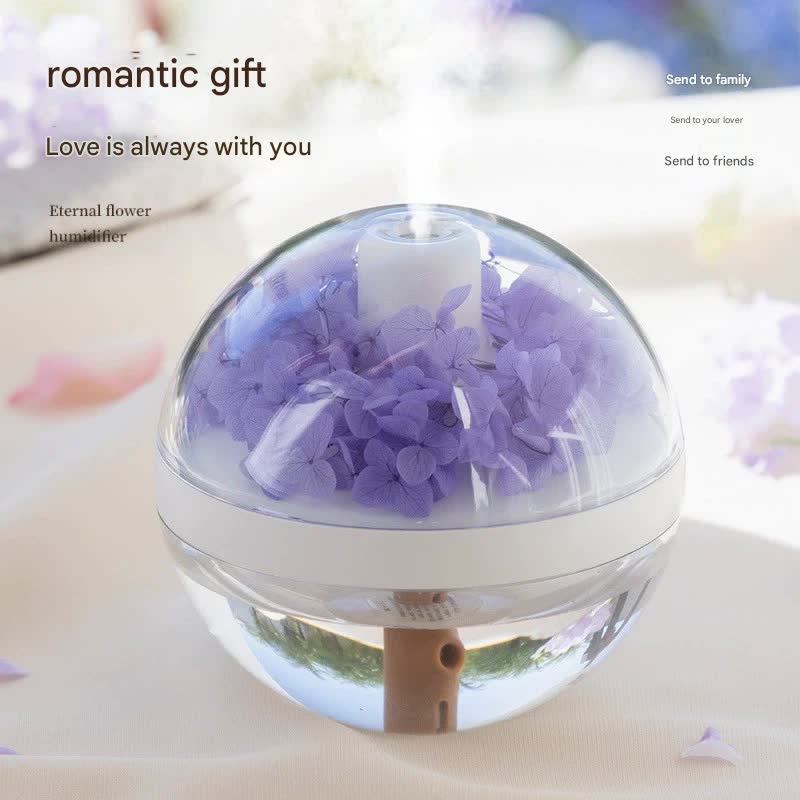 Eternal Flower Wireless Humidifier & Night Light - 270ml, 800mAh Rechargeable, Quiet Operation pink