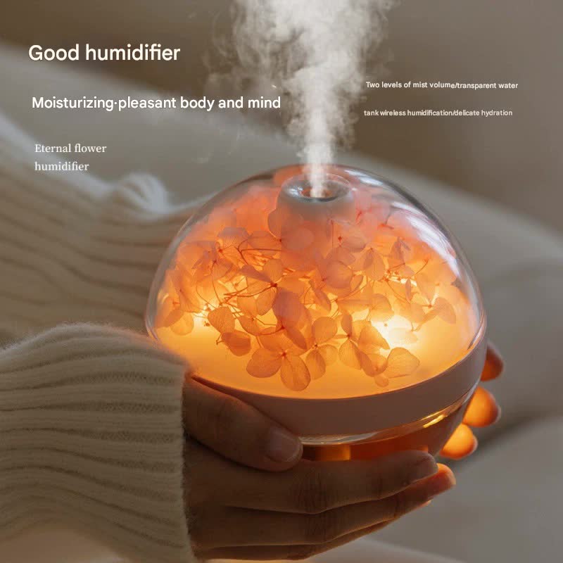 Eternal Flower Wireless Humidifier & Night Light - 270ml, 800mAh Rechargeable, Quiet Operation purple