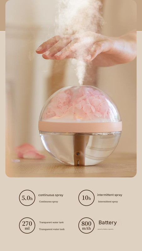Eternal Flower Wireless Humidifier & Night Light - 270ml, 800mAh Rechargeable, Quiet Operation purple