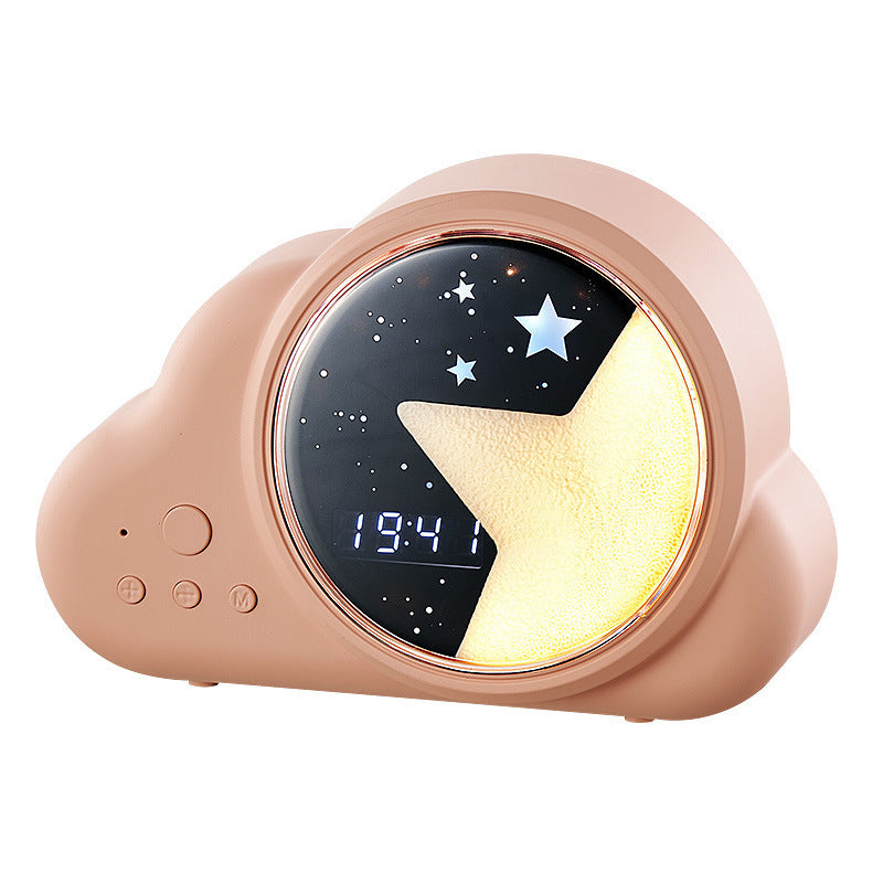 3-in-1 Retro Cloud Alarm Clock with Bluetooth Speaker & Starry Night Light - USB Rechargeable pink