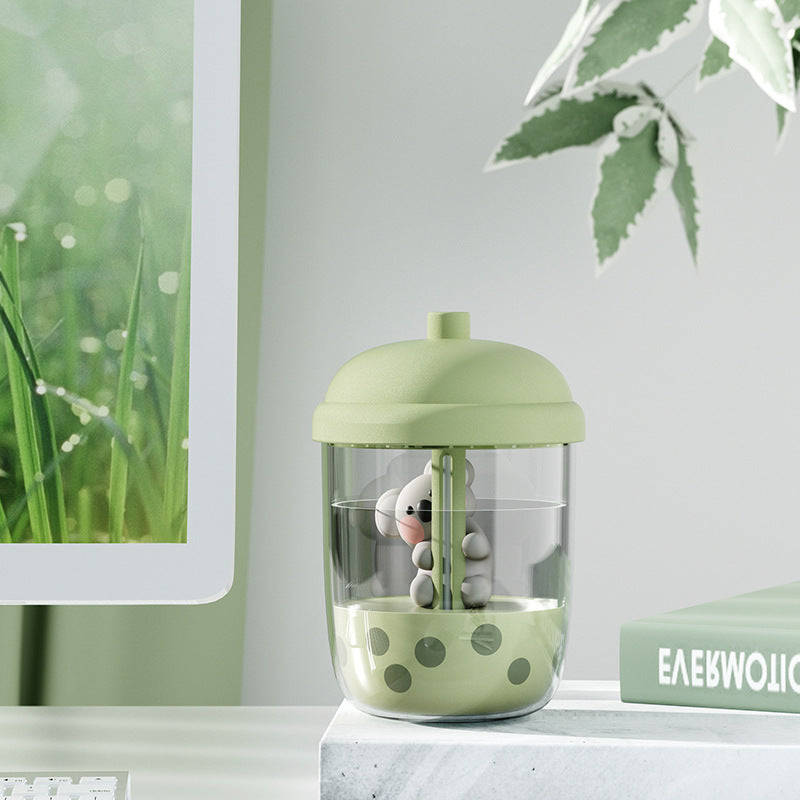 Adorable Koala Milk Tea Cup Humidifier - 450ml USB Air Diffuser with Dual Mist Modes Soy milk matcha