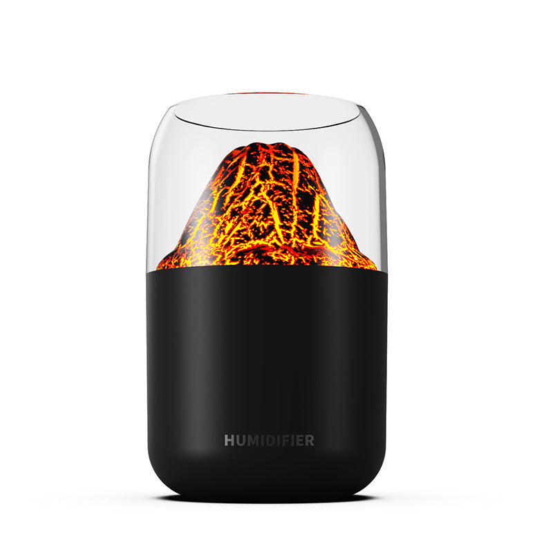 Cool Mist Humidifier with Colorful Atmosphere Light - 300ml USB Powered, Unique Internal Design Cracked Volcano-Black