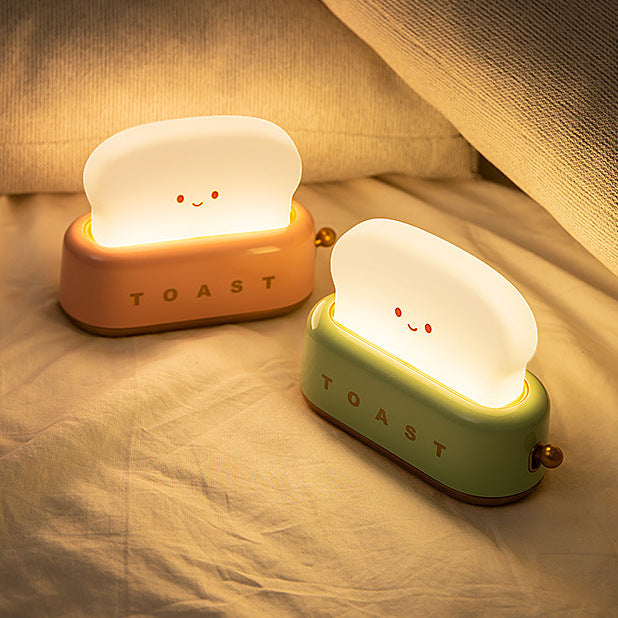 Adorable Toast-Shaped LED Night Light - Dimmable, Timer, USB-C Rechargeable, Long Battery Life Yellow