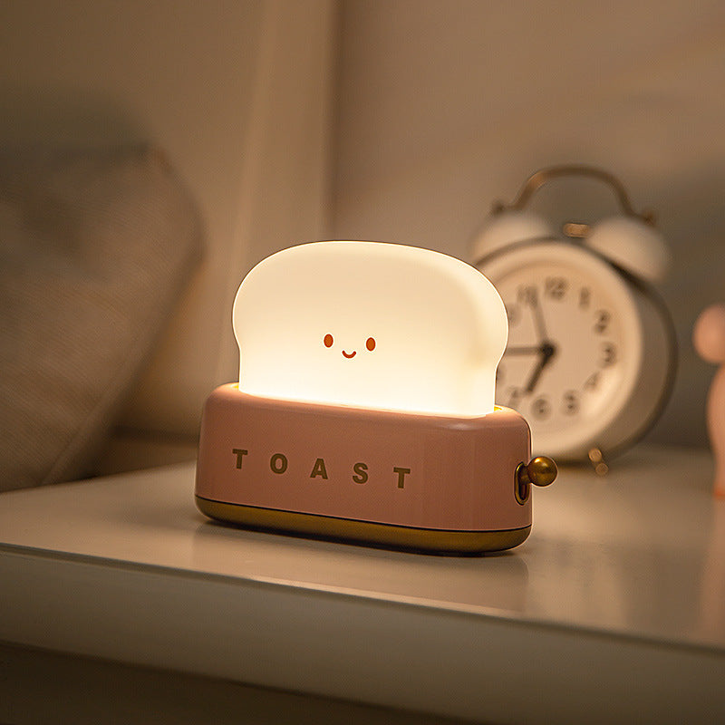 Adorable Toast-Shaped LED Night Light - Dimmable, Timer, USB-C Rechargeable, Long Battery Life Yellow