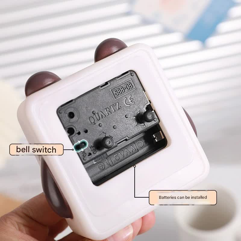 Adorable Cartoon Animal Alarm Clock - Silent Quartz Movement, Loud Alarm, Battery Operated White Brown