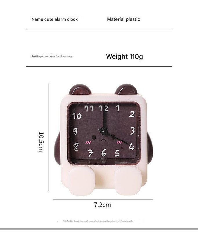 Adorable Cartoon Animal Alarm Clock - Silent Quartz Movement, Loud Alarm, Battery Operated White Brown