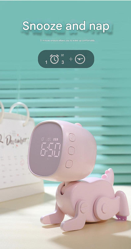Adorable Dinosaur Alarm Clock & Visual Timer - Kids' Wake-Up Helper with Night Light & Multiple Ringtones white