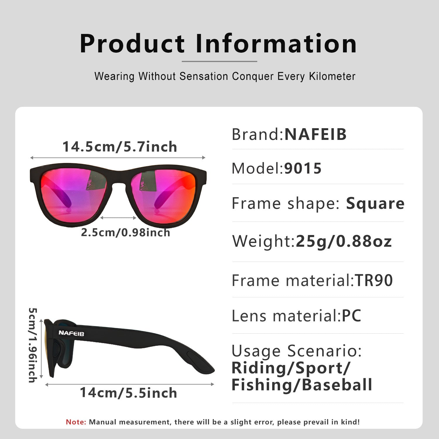 NAFEIB Polarized Sports Sunglasses - Lightweight TR90 Frame, UV400 Protection for Riding & Outdoor Activities Transparent